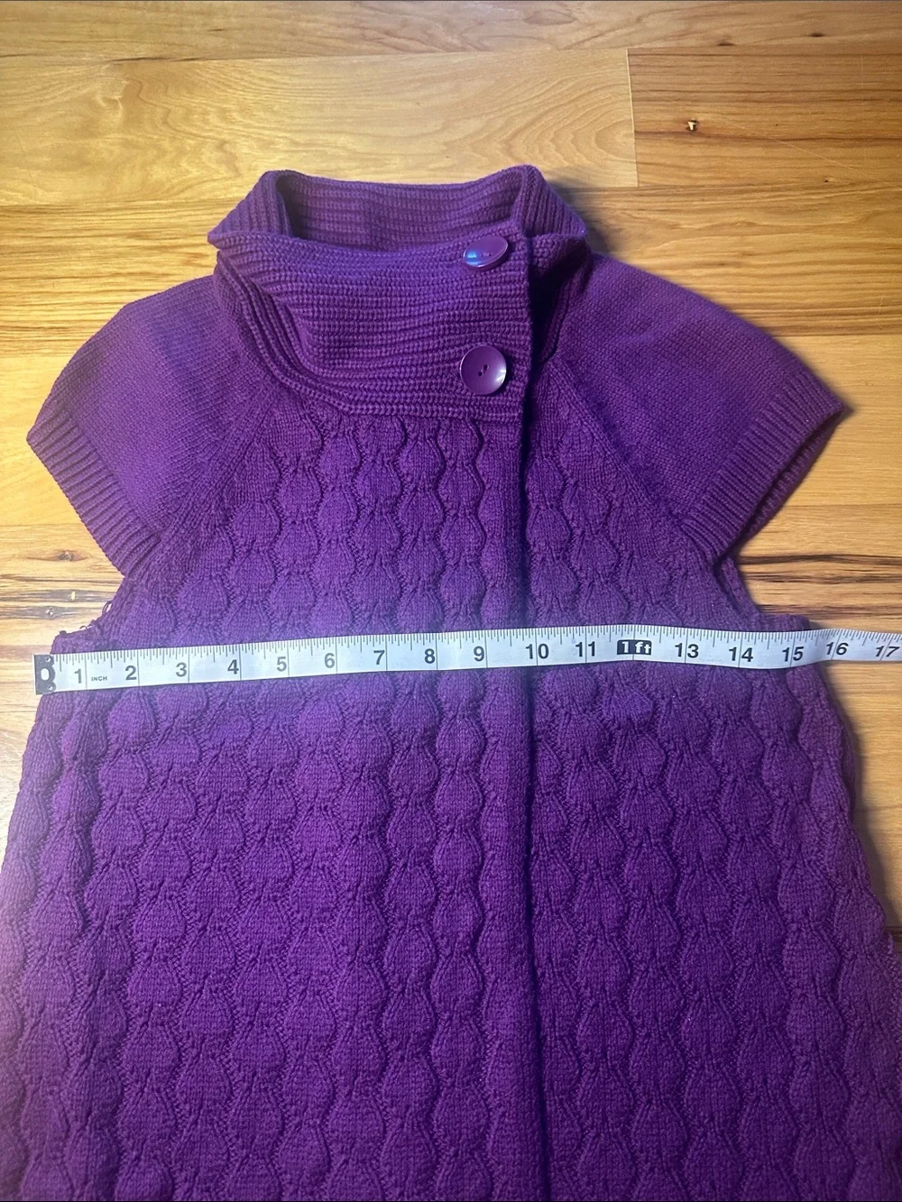 Izod Purple Cable Knit Short Sleeve Sweater Vest